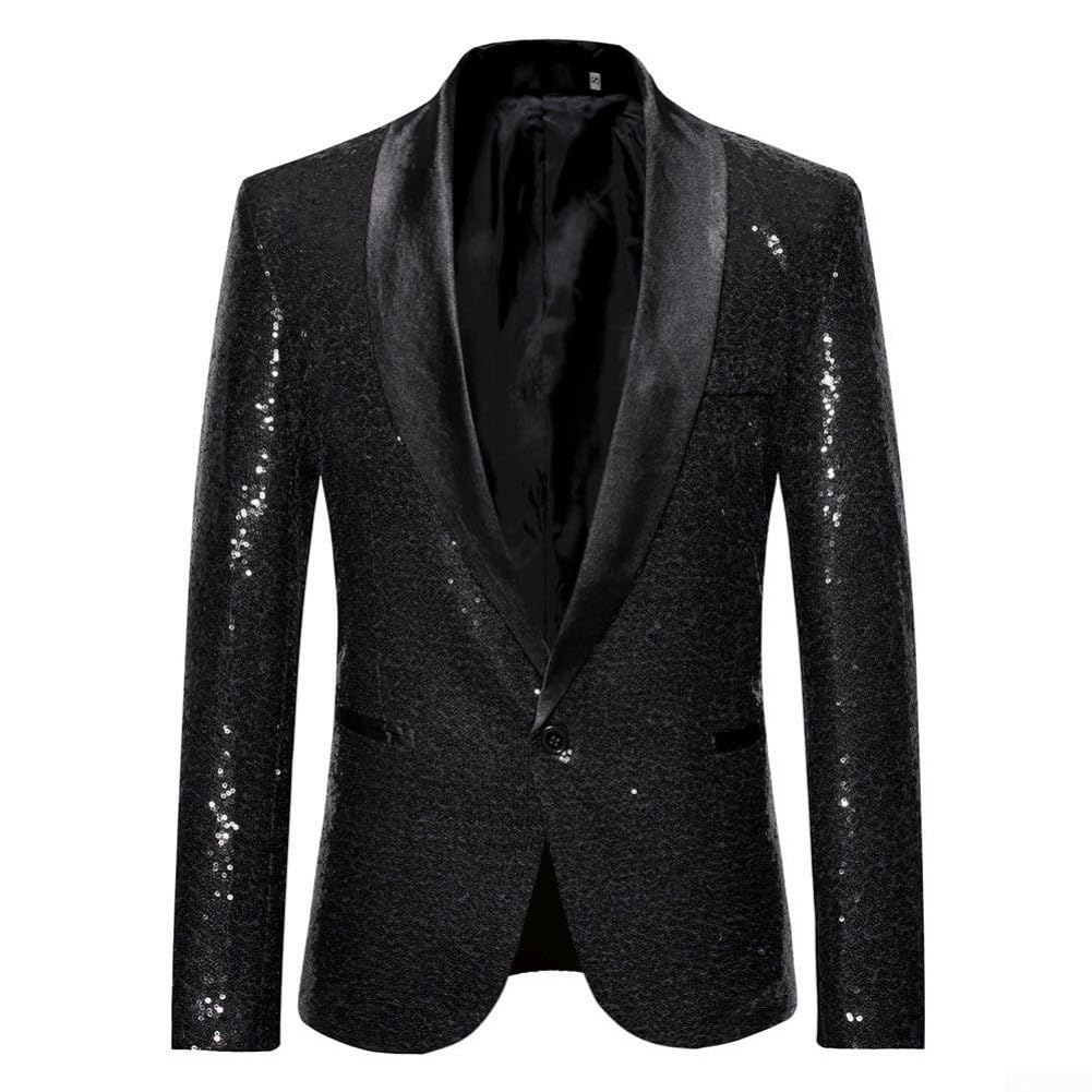 X35 - Traje para hombre, chaqueta blazer con lentejuelas, estilo europeo, chaqueta de rendimiento para discoteca, banquete, formal, para fiesta en escenario