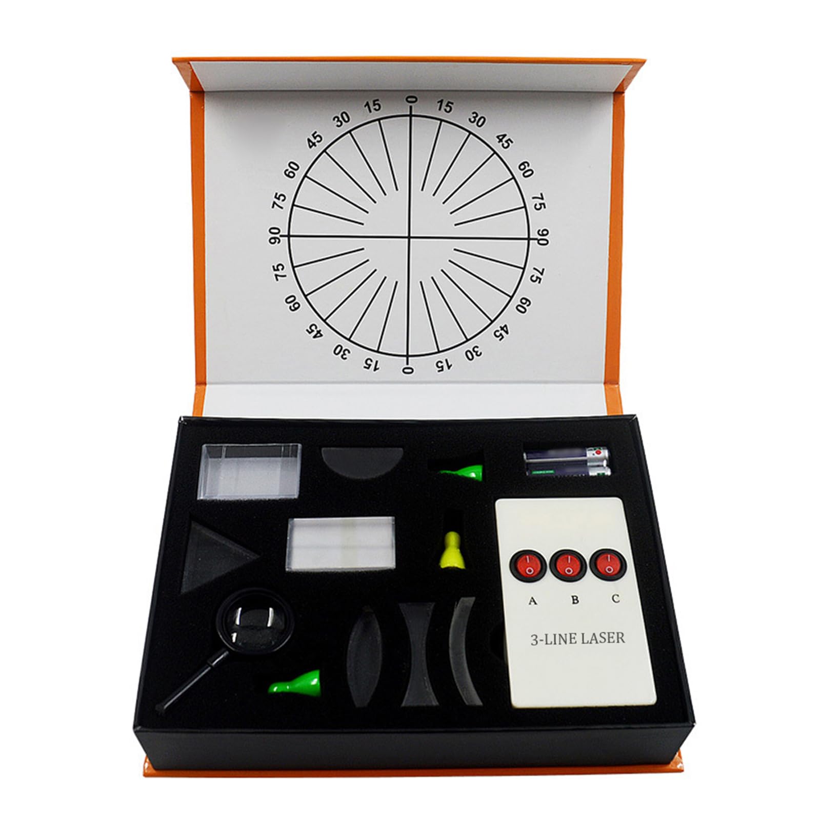 FTVOGUE Kit per Esperimenti Ottici Scatola per Test Ottici Set da Laboratorio di Fisica con Prisma Concavo Convesso per Bambini Genitori Educazione Scientifica