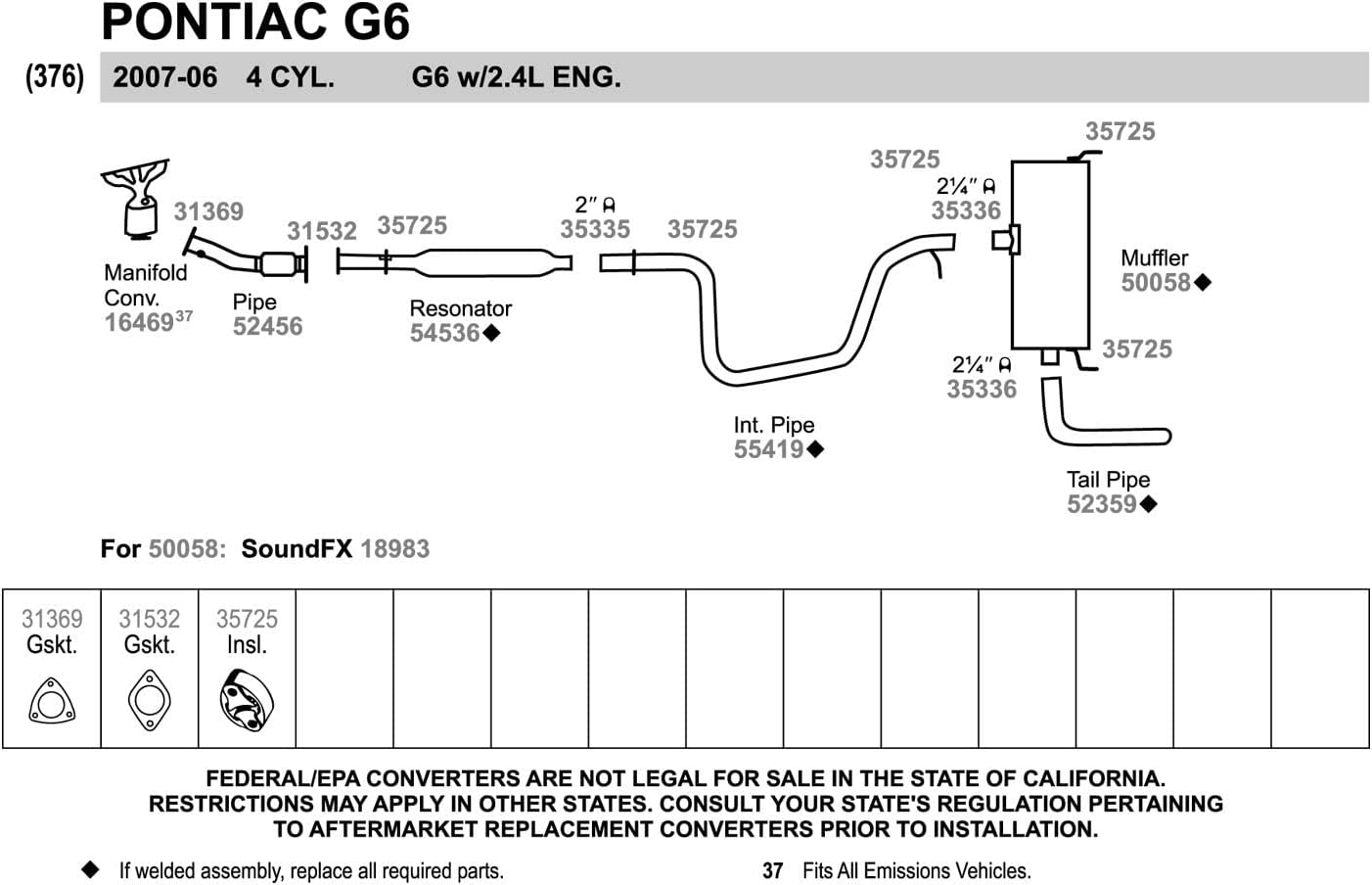 Walker 52456 Exhaust Pipe for Ford Ranger