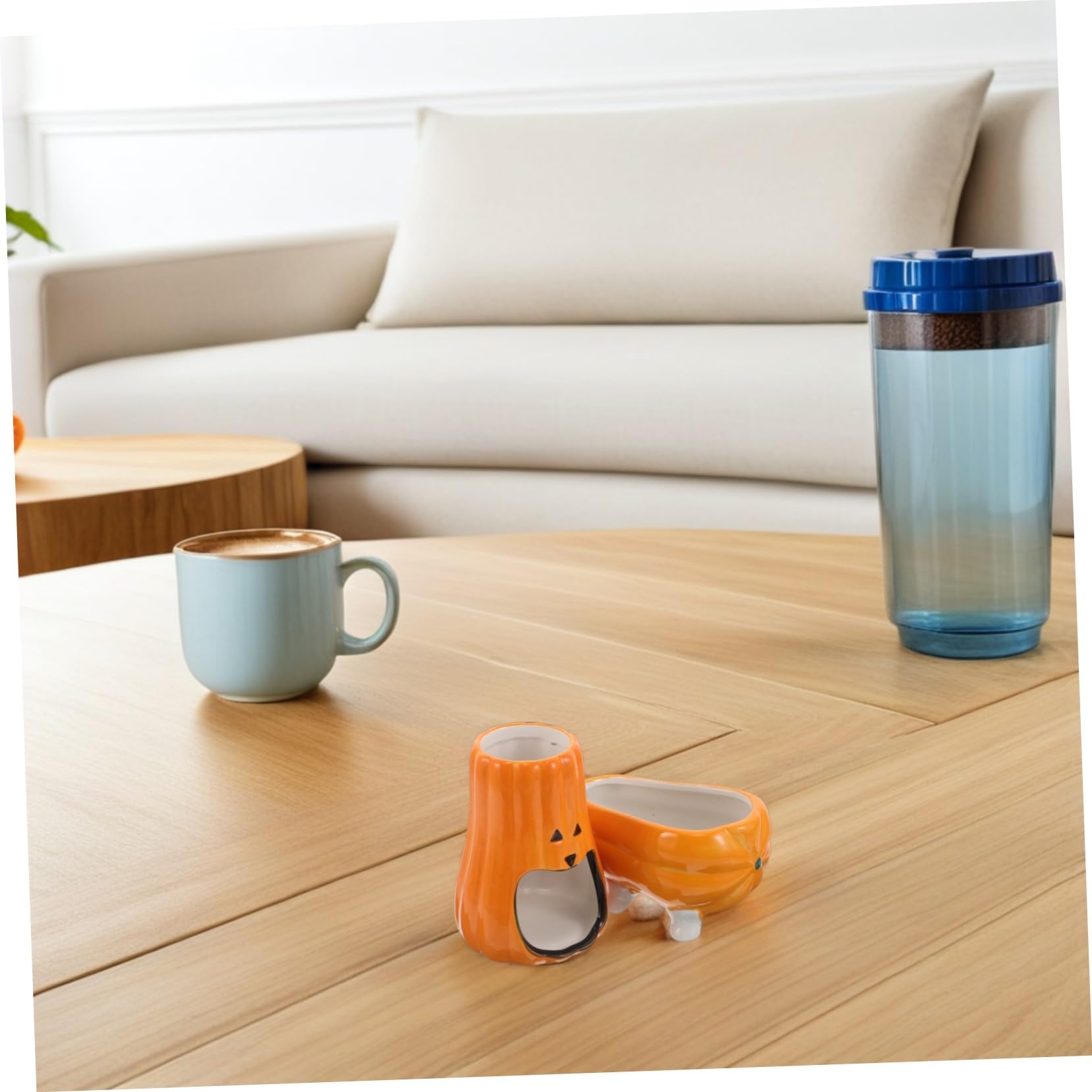 Keramik Kürbis Hamster Wassernapf und Trinkflaschenhalter mit Versteckfunktion Stabiler Stand für Kleine Haustiere Wie Hamster Mäuse Kaninchen Langlebig und Dekorativ