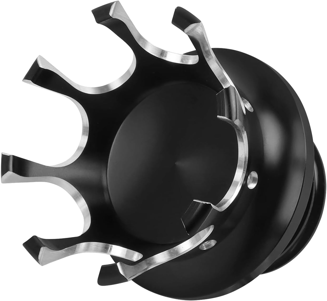 Worldmotop Motorcycle King Crown Gas Cap Fuel Tank Cover Right-hand Thread Reservoir Aluminum Oil Cap Compatible with Harley Sportster XL 883 1200 48 Dyna Touring Road King Softail (black)