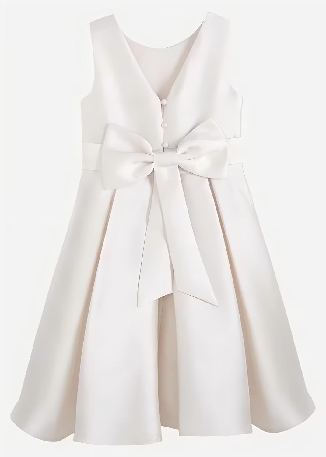 Satin Flower Girl Dress Sleeveless Girls Party Dresses for Wedding Pageant First Communion Gown with Bowknot - Image 4
