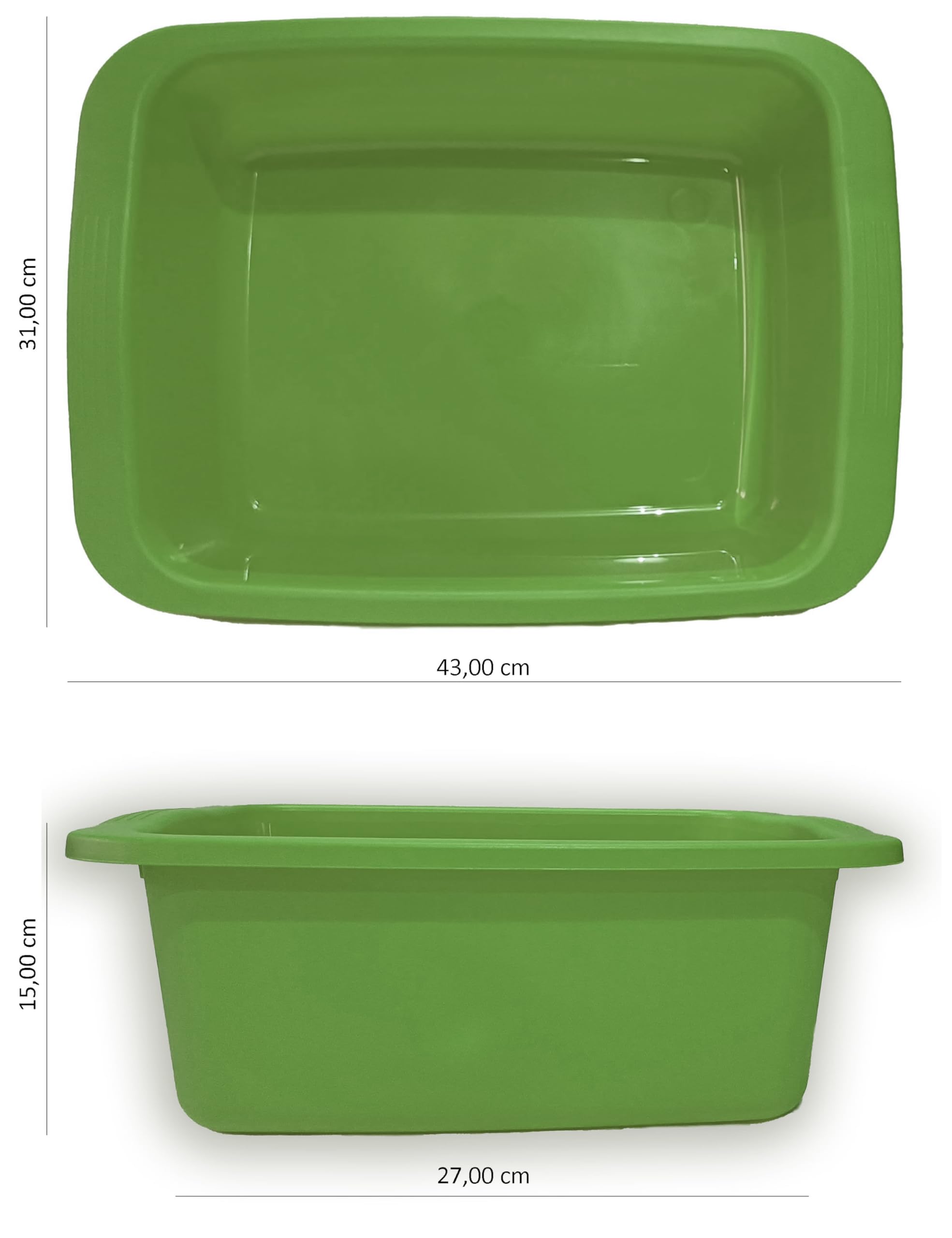Macchiavelli catino rettangolare verde 10L plastica vaschetta multiuso 42x31x15,5 cm