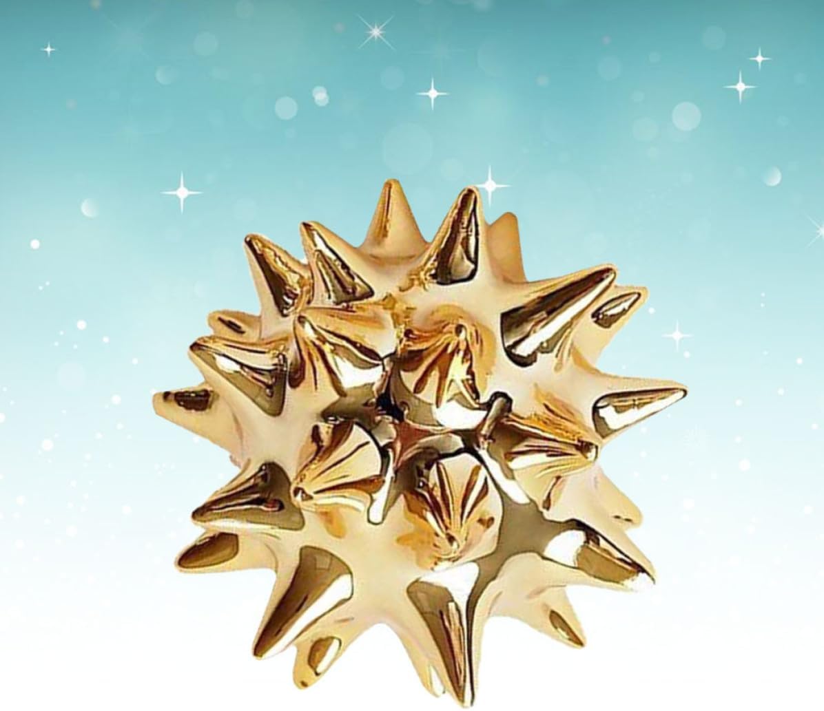 Sea Urchin Ball Ornaments, Golden Resin Decorative Accent for Home image 5