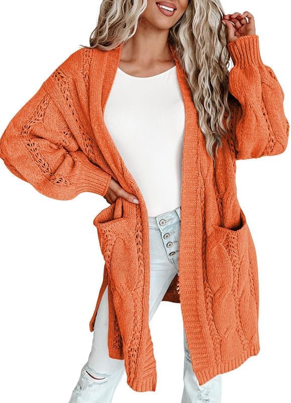 Dokotoo Long Cardigans for Women Open Front 2025 Long Sleeves Lightweight Fall Sweaters with Pockets