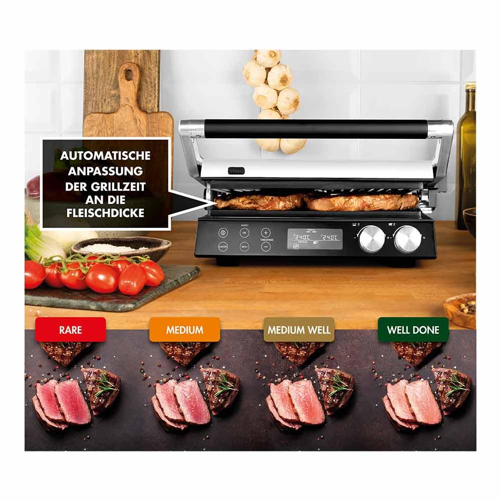 GASTROBACK Multigrill BBQ Pro Smart - Barbecue elettrico da 2400 Watt, superficie di cottura 58 x 35 cm, griglia a contatto, barbecue per barbecue, griglia plancha, panini, panini e piastra per waffle