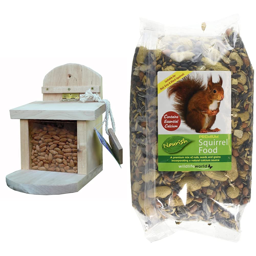 Wildlife World Squirrel Feeder & sqfd Nourish Squirrel Food with Added Calcium