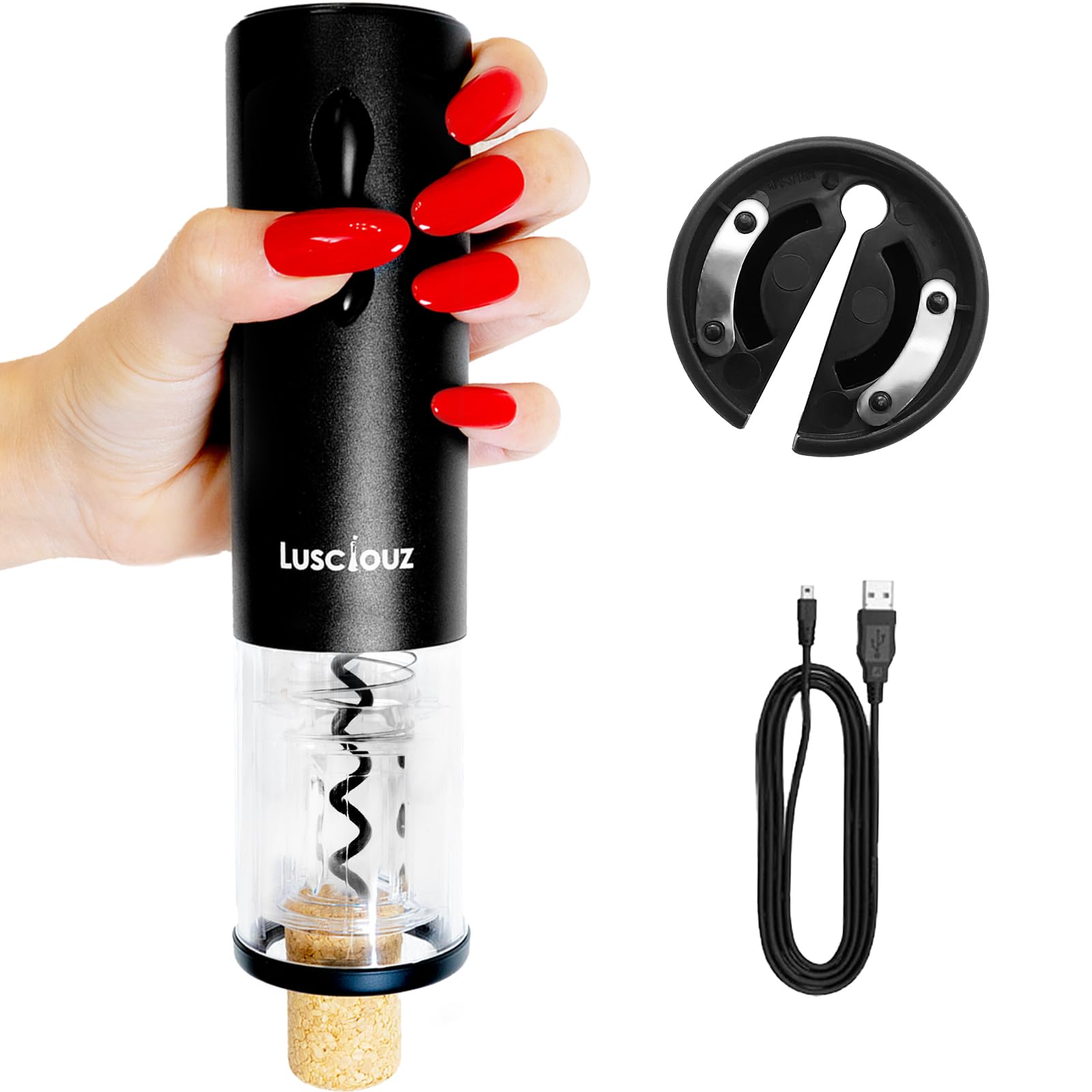 Amazon | LUSCIOUZ 電動ワインオープナー 業界最小設計 USB 充電式