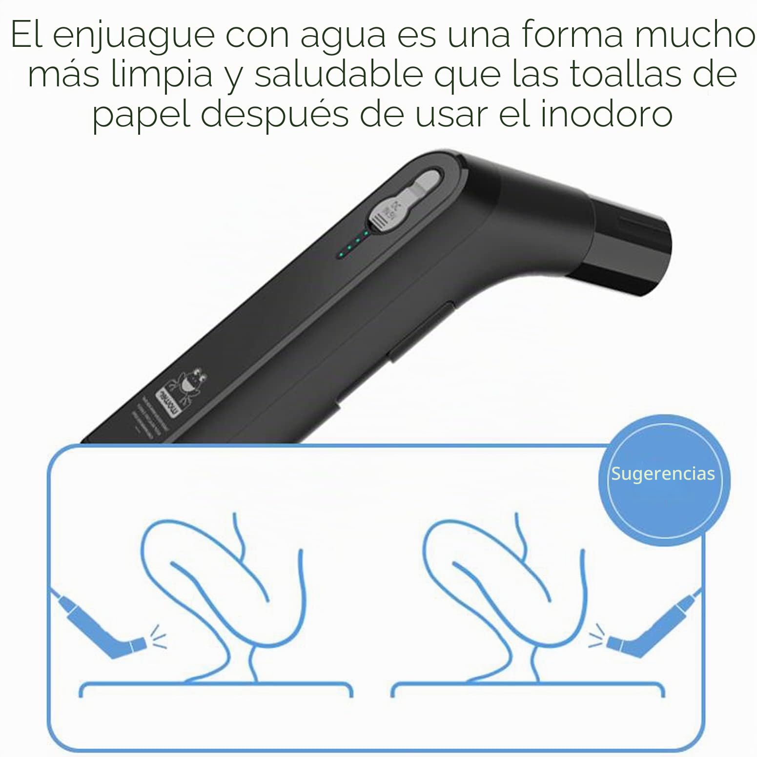 Eléctrico recargable de mano personal de viaje bidé pulverizador para el inodoro, baño y senderismo al aire libre，Sprayer musulmana ducha aerosol limpio con 2.3Liters de almacenamiento de agua