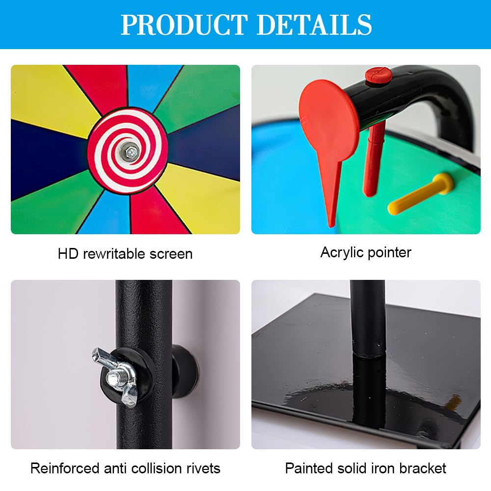 Ruota Della Fortuna Da Tavolo 30cm - Gl&uuml;cksrad Con 15 Slot Personalizzabili, Include Pennarello E Gomma, Giochi Per Feste