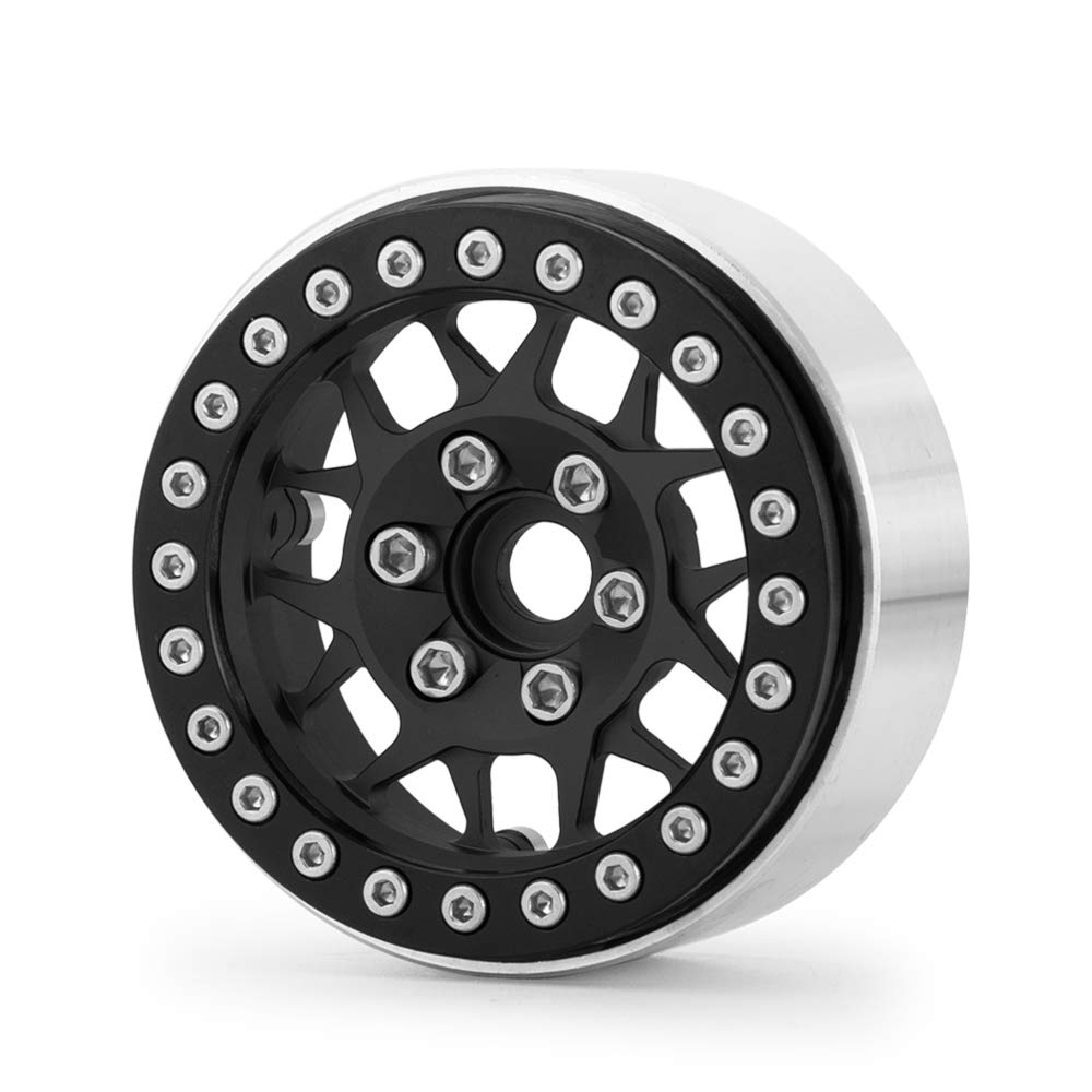 MOHERO Aluminum Beadlock Wheel Rims For 1/10 RC Crawler - Axial SCX10 III, TRX4 (Red+Black) - View #2