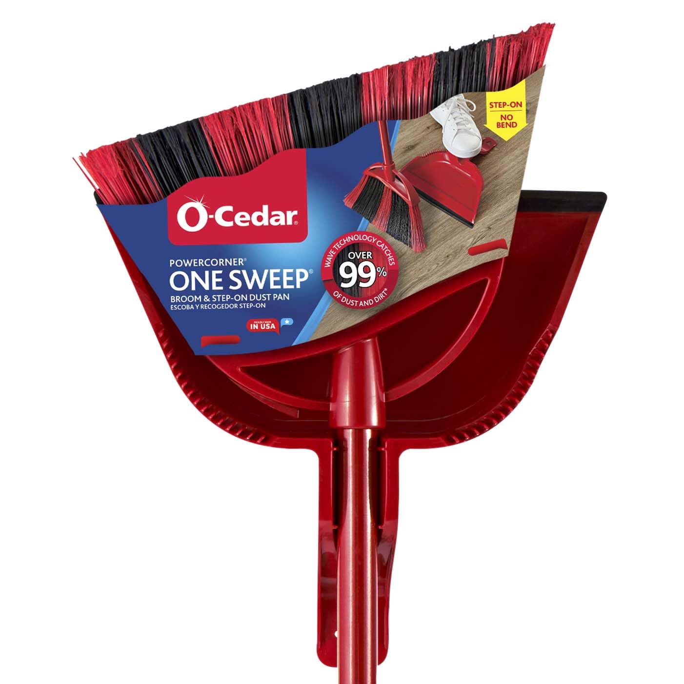 O-Cedar One Sweep Broom with Step-On Dustpan Remove 99 with One Sweep Lightweight Quiet Cleaning Tool Ideal for