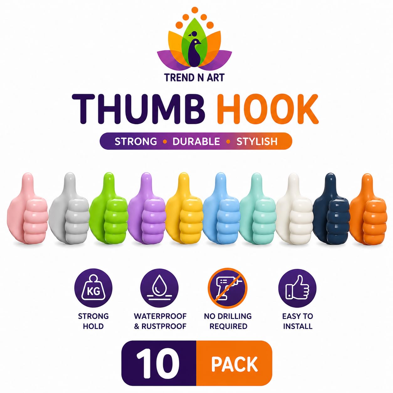 Adhesive Wall Hooks - No Drill, Damage-Free! -7