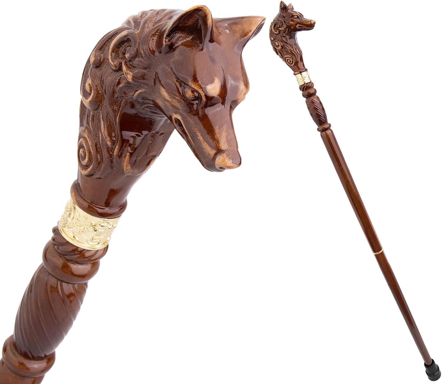 Wolf Brown Wooden Fashion Walking Stick Decorative Vampire Cospaly Party Wood Walking Cane Halloween Mace Wand Crosier 95cm