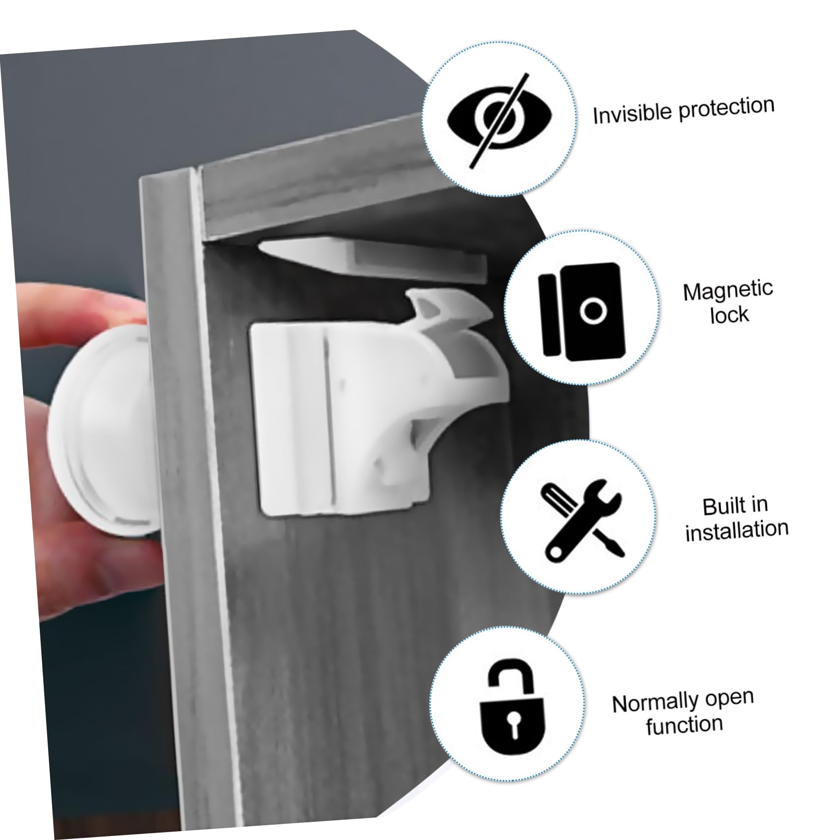 Cerradura de Seguridad para Niños, 10 Piezas, con Llave, Abs Blanco, para Cajones y Armarios, Protege contra Aperturas Accidentales en Casa