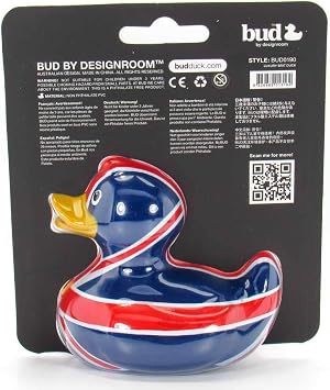 Brit Rubber Duck Bath Toy by Bud Duck | Elegant Gift Packaging - British and Proud! | Child Safe | Collectable