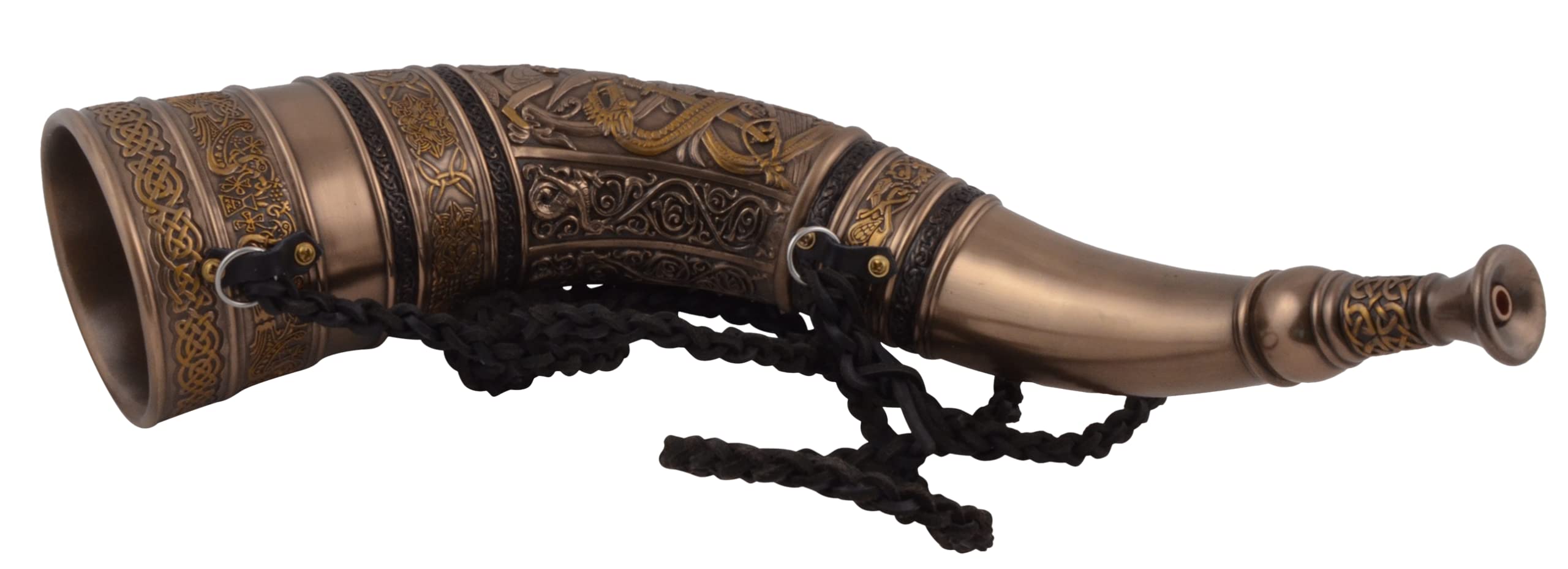 Germanisches Signalhorn Siegfried tötet den Drachen Fafnir funktionsfähig bronziert by Veronese