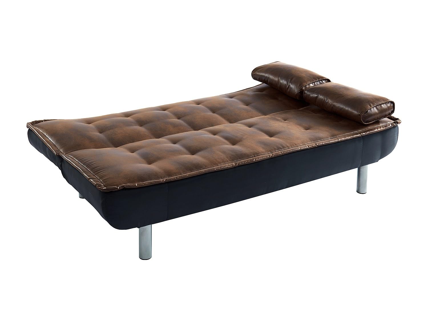 Vente-unique - Canapé 3 Places Convertible clic-clac en Microfibre Vieilli Marron MISHAN II