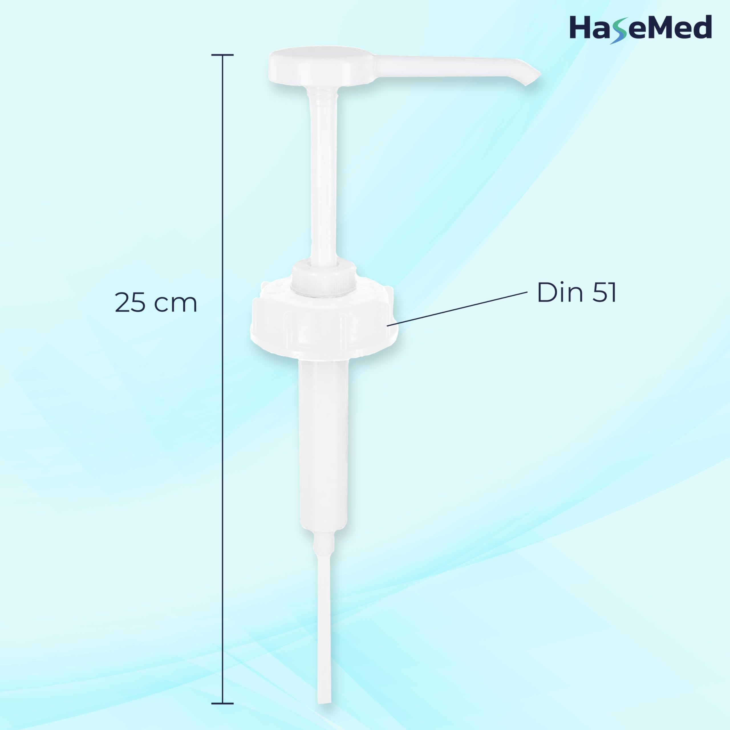 HaseMed Kanister Dosierpumpe 2 Stück – 30 ml Hub – Für 2L, 5L und 10L Kanister mit DIN 51 Gewinde – Handpumpe für Desinfektionsmittel, Seife und Reiniger – Wiederverwendbar aus Kunststoff