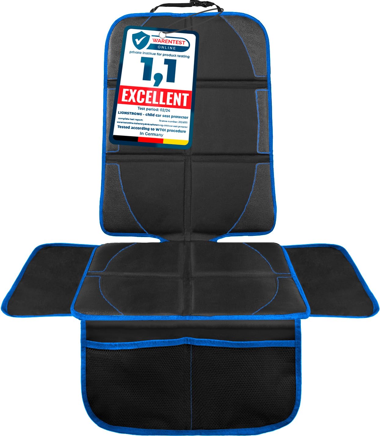 LIONSTRONG® Cuscino per seggiolino auto [adatto per Isofix] - Coprisedile per auto impermeabile - Universale Compatibile - Blu