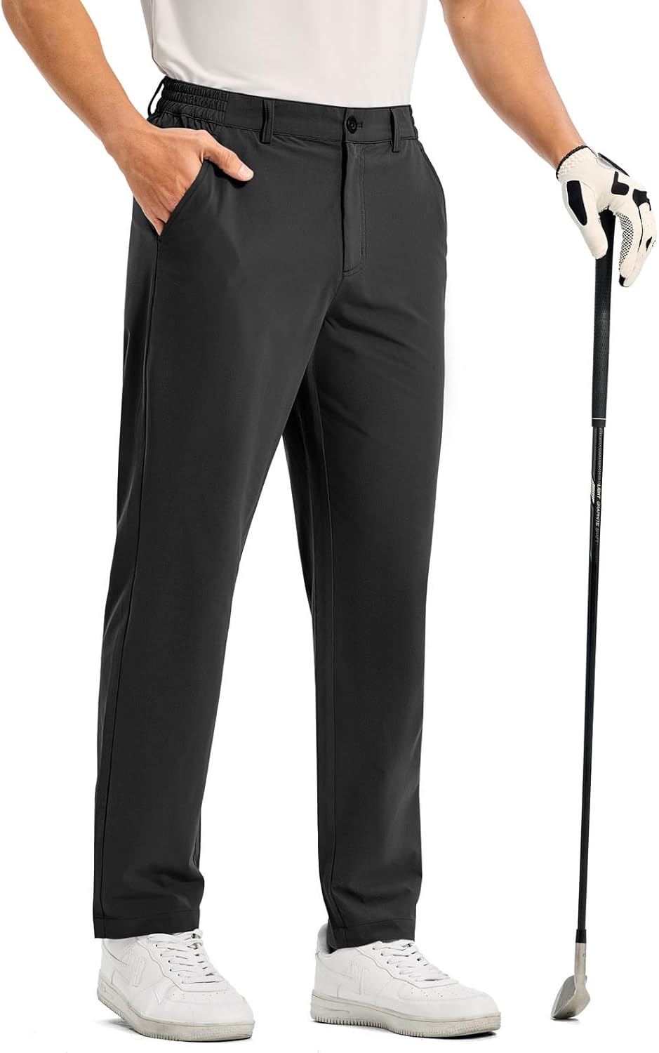 BGOWATU Men's Stretch Golf Pants Lightweight Quick Dry Business Pants Work Dress Casual Travel Pants with Zipper Pockets