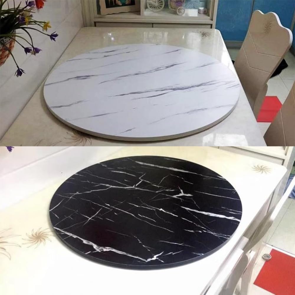 VERDDE 30in 40in 50in Lazy Susan Turntable Wood Dining Table Serving Tray For Kitchen Eazy To Share Food, 360° Swivel, Easy To Clean?Oversized Tabletop Swivel Plate (Color : White marble color, Size