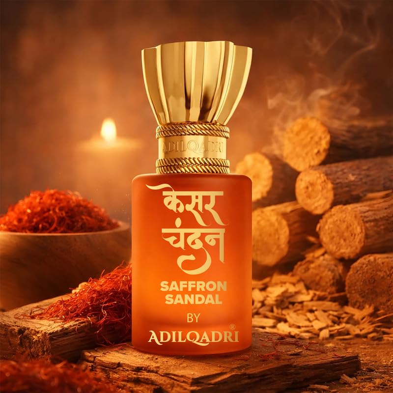 Adilqadri Kesar chandan (Saffron Sandal) Attar 5.5ml for Men & Women | Pure Fragrance Oil | Non-Alcoholic Roll-On Ittar | Long-Lasting Premium Perfume | Travel-Friendly