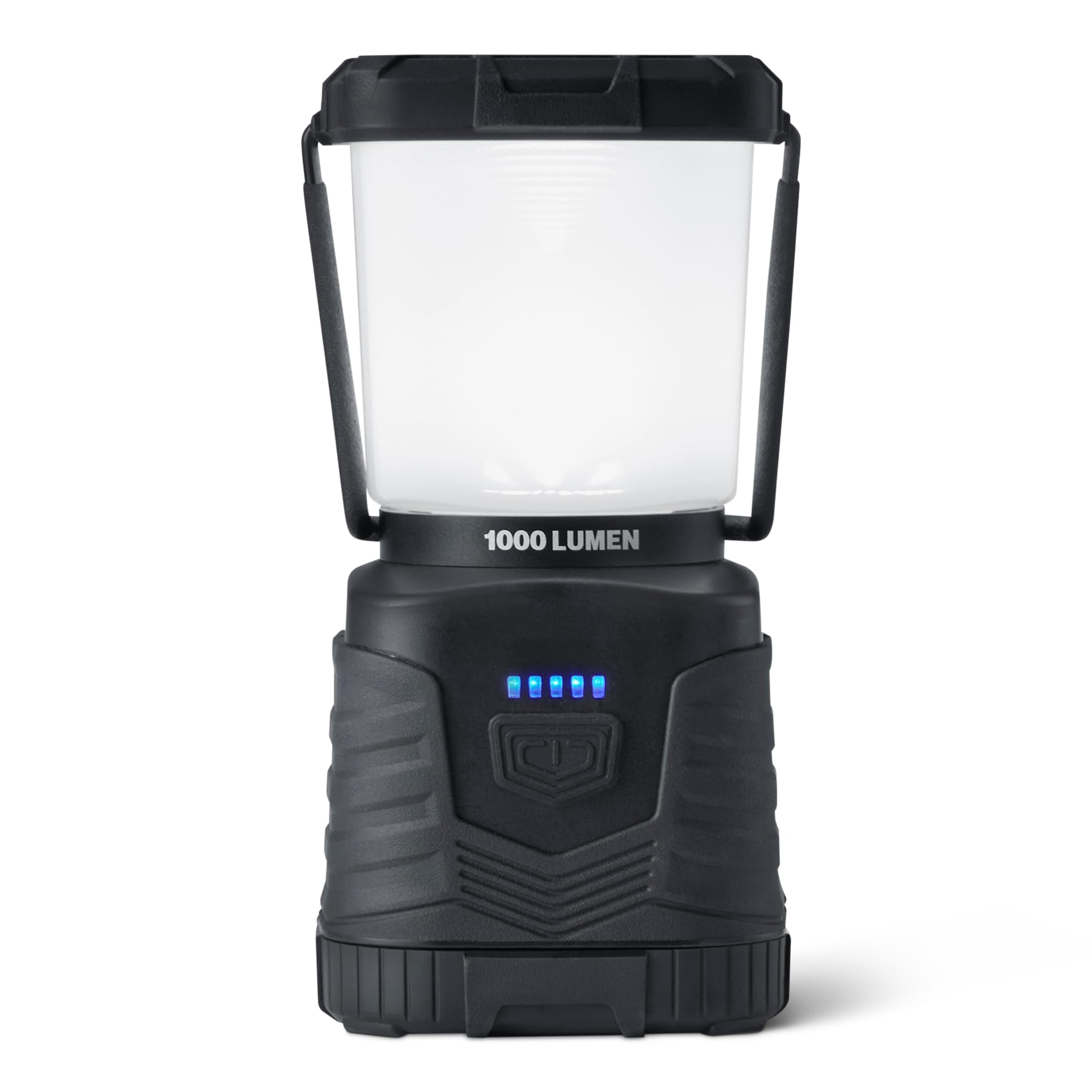 Amazon Basics LED Campinglaterne mit 4 Lichtmodi - 1000 Lumen Tragbare Außenleuchte mit 360° Beleuchtung - Wasserfeste Notfalllaterne - Batterien Erforderlich - Schwarz