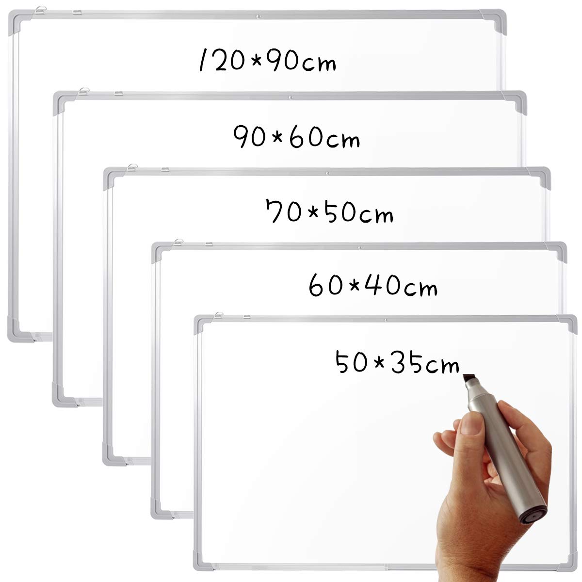 GOPLUS Tableau Blanc Effacable 60 x 40 CM avec Plateau Amovible, Tableau Magnetique Murale, Cadre en Aluminium, Incluant 2 Crochets, 3 Marqueurs, 2 Aimants, 1 Gomme, Idéal pour Bureau, École, Maison