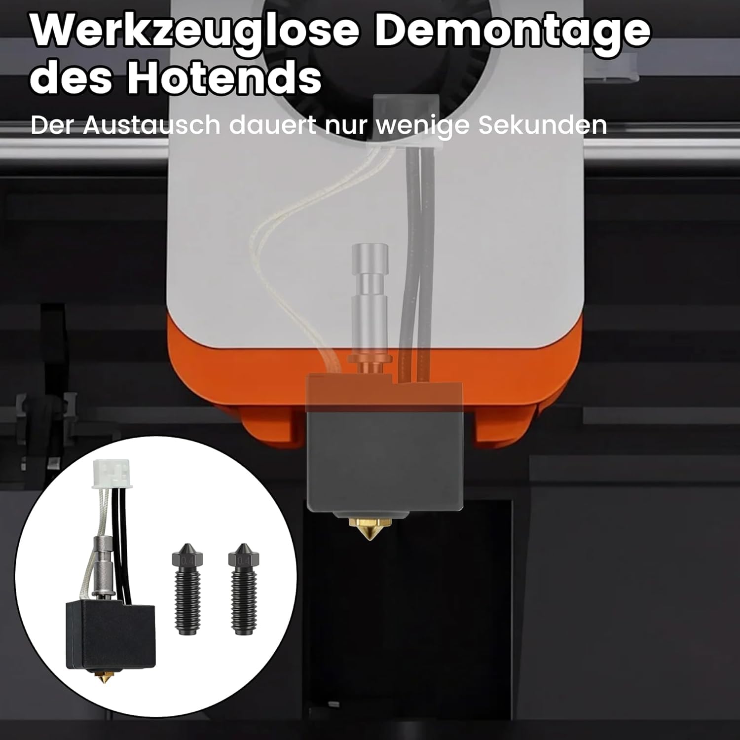 Hotend Kit für Anycubic Kobra S1 - Upgrade mit 2x 0,4 mm Hartstahl-Düsen | Plug & Play | Kompatibel mit Anycubic Kobra S1/S1 Combo 3D - Drucker（PLA, ABS, TPU, Nylon Filamente）