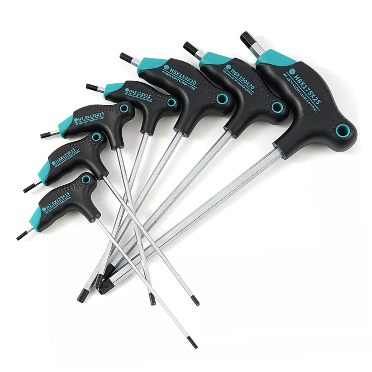 1set Chiavi T-handle Esagonali Cromato Con Manico Ergonomico e Estremità Magnetiche Per Riparazioni Meccaniche e Montaggio Di Mobili