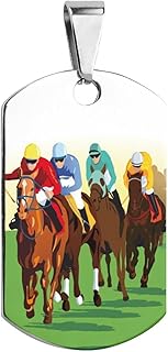 Horse Racing Cartoons Stainless Steel Pet ID Tags Personalized Dog and Cat Tags Cute Collar Tags Dog Tags