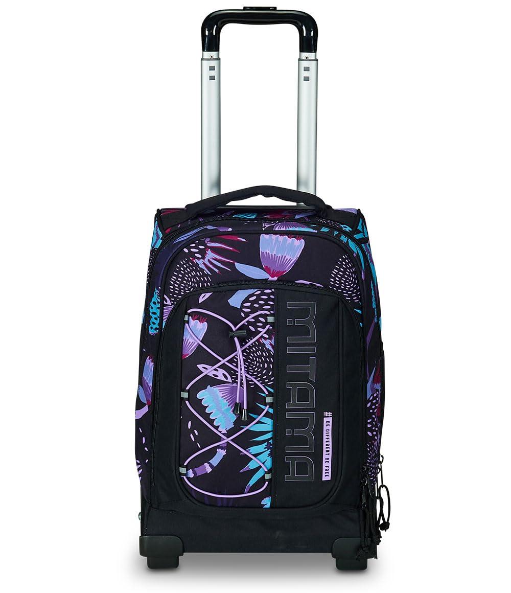 Mitama Trolley DR Scuola Purple Bloom,Con Mega Scomparto e Doppia Maniglia, Nero e Viola, Scuola Elementare e Tempo Libero, Bambina Ragazza