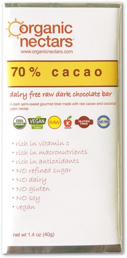 ORGANIC NECTARS Organic Raw 70% Cacao Bar, 1.4 OZ