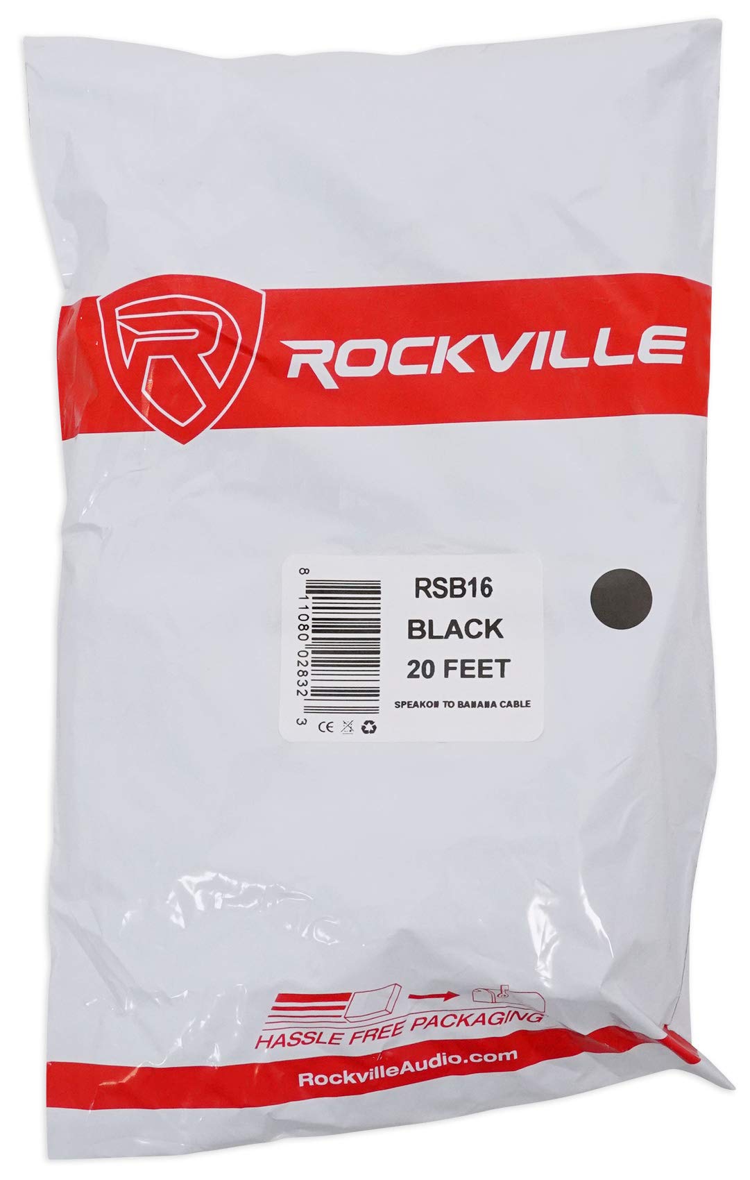 Rockville Cavo per altoparlanti da Speakon a banana, calibro 16, 100% rame (RSB16), nero