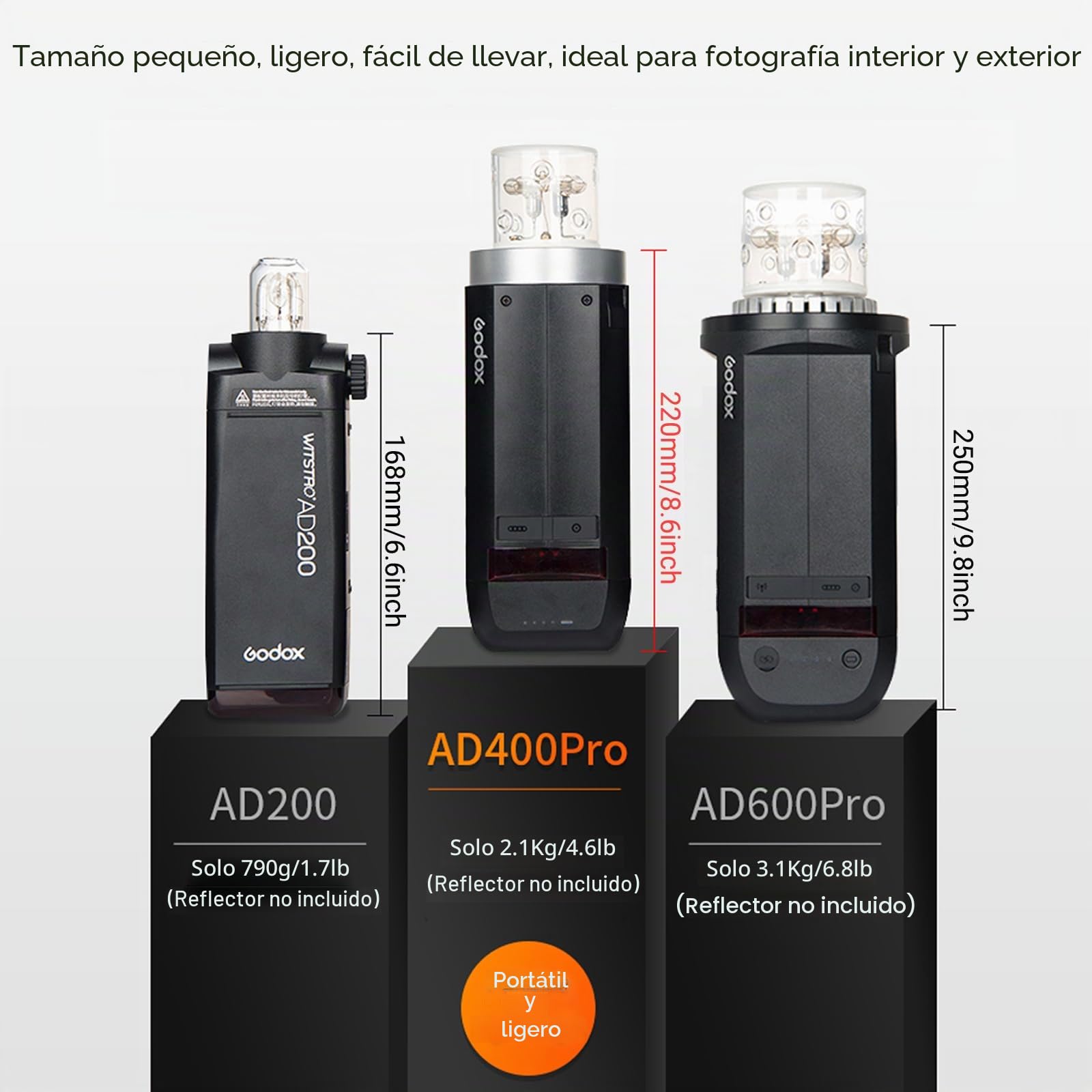 Godox AD400 Pro AD400Pro Flash estroboscópico para Exteriores, 400W 2.4G TTL 1/8000 HSS Monolight, 0.01-1s Reciclaje, 30W LED Lámpara de Modelado