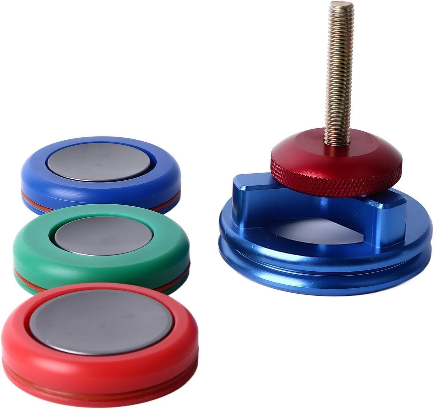 Aprivetro per orologi con 3 punte gomma, 3 metallo e base stabile | Punte intercambiabili in gomma e metallo con base stabile per rimuovere in modo controllato vetri e coperture compatibili.