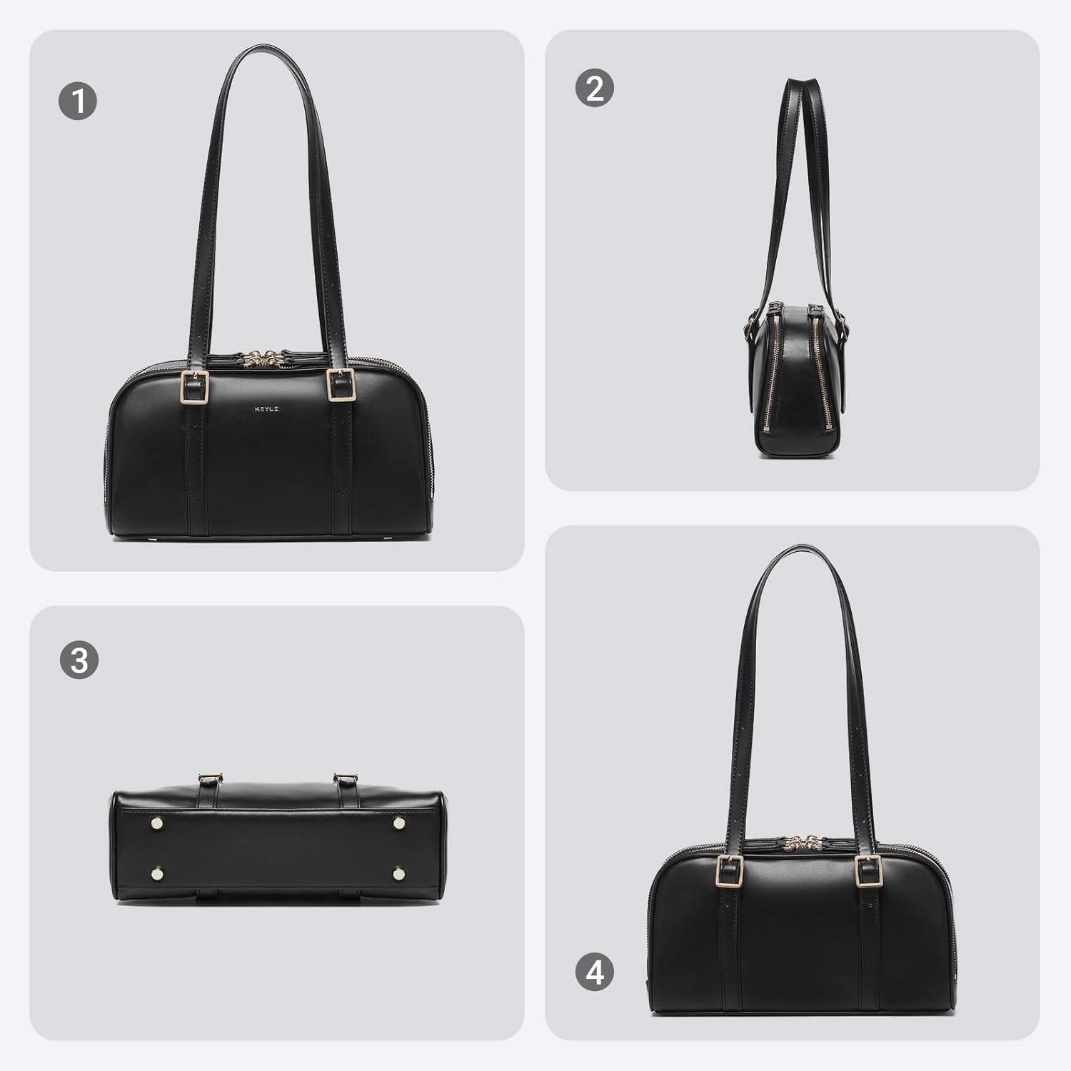 Keyli Swing Zip Shoulder Bag Fashion Purses for Women, Leather Shoulder Handbag Top-Handle Hobo Bags with Adjustable Strap - Image 5