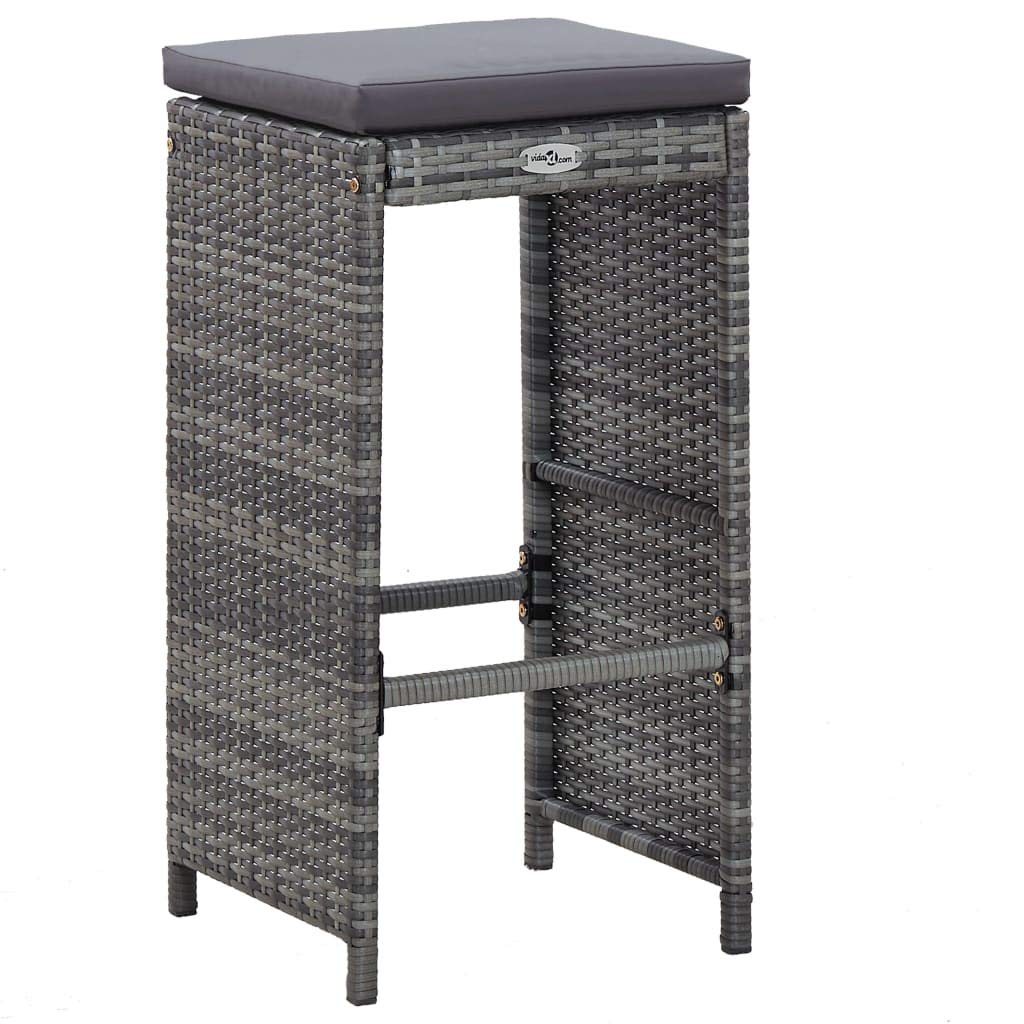vidaXL Meuble de Bar de Jardin 7 pcs avec Coussins Mobilier de Bistro Table et Chaises à Dîner Mobilier de Salle à Manger Pub Résine Tressée Gris