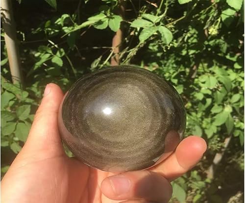 Miniatura 8 de StoneStory Esfera de piedra preciosa natural de cristal curativo de obsidiana dorada (obsidiana dorada, 1.96 - 2.16 pulgadas)