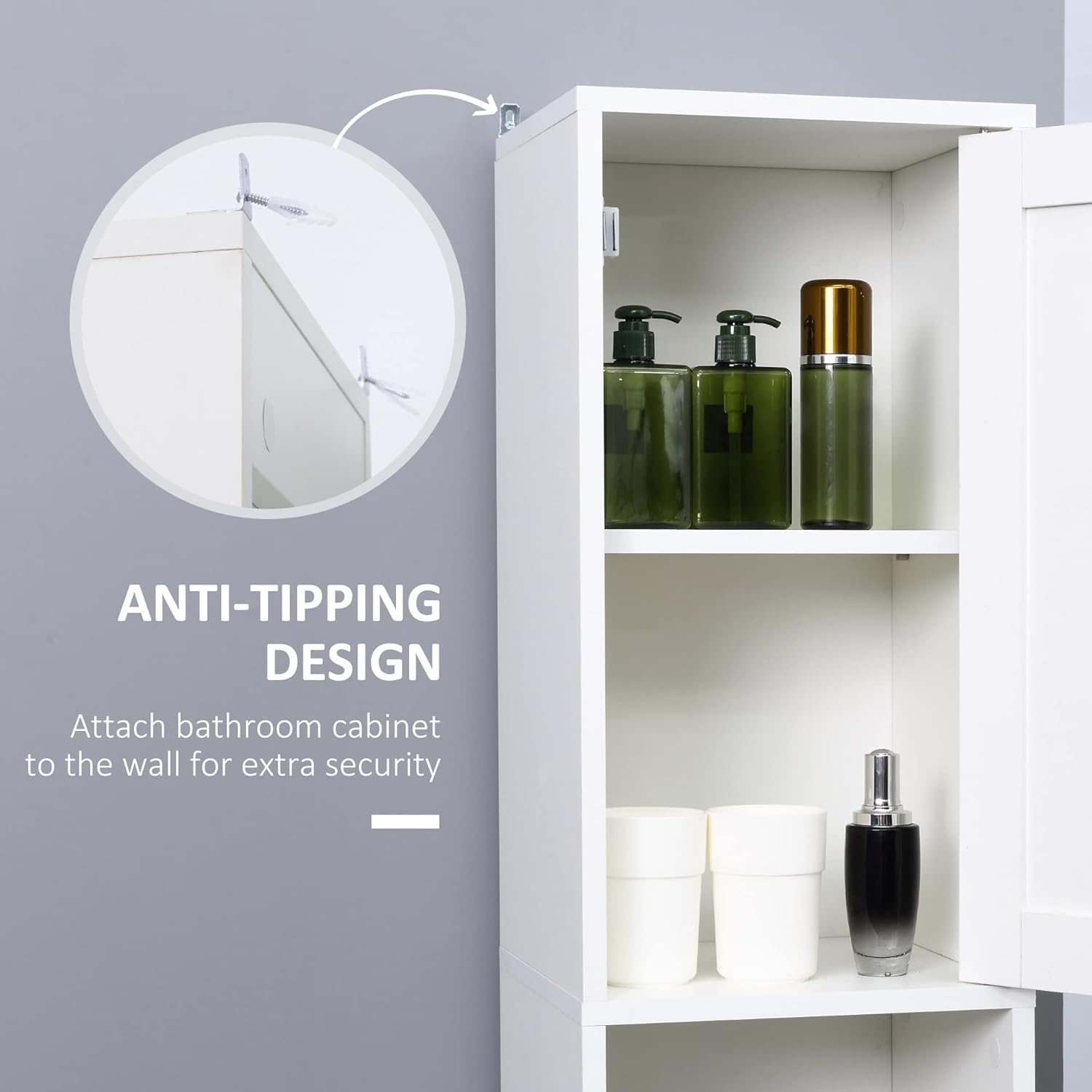 Anti-tipping design for kleankin cabinet