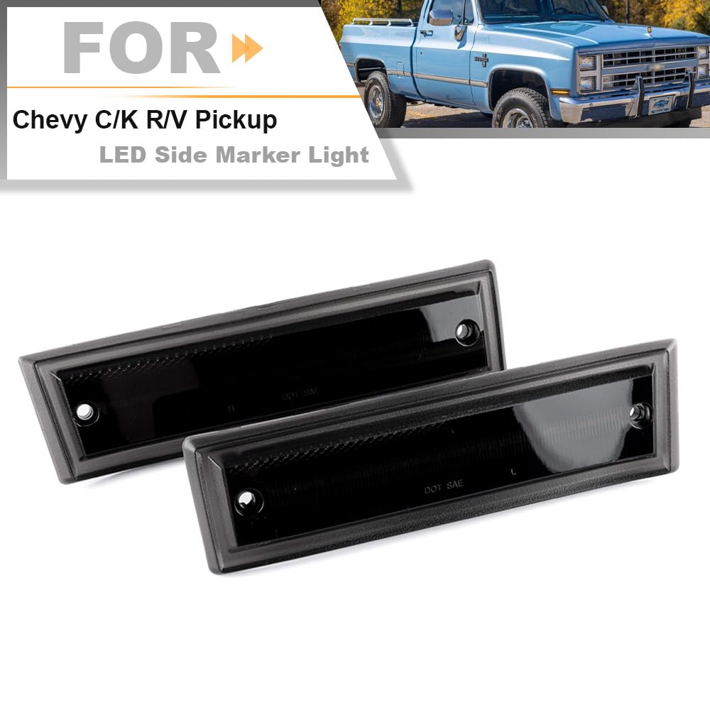 2x White LED Front Side Marker Light for 1981-1991 Chevy/GMC C/K 1500