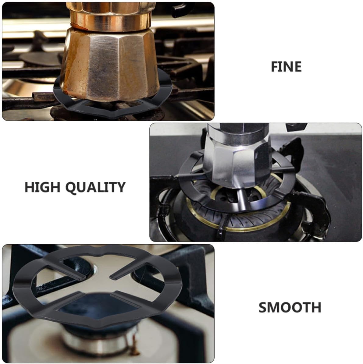 4pcs Black Iron Gas Stove Burner Rings with Two Different Styles, Rust Resistant and Burr-free Pot Stands for Household Gas Stove Accessories and Wok Support