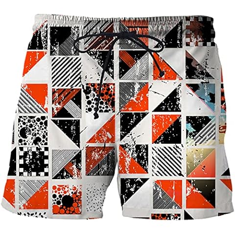 TTEDOYE Men's 3D Printed Swim Trunks,Mens Beach Shorts Quick Dry Beach Pants with Pockets Printed Swim Trunks for Beach Holiday Sports-Pattern L White Cover