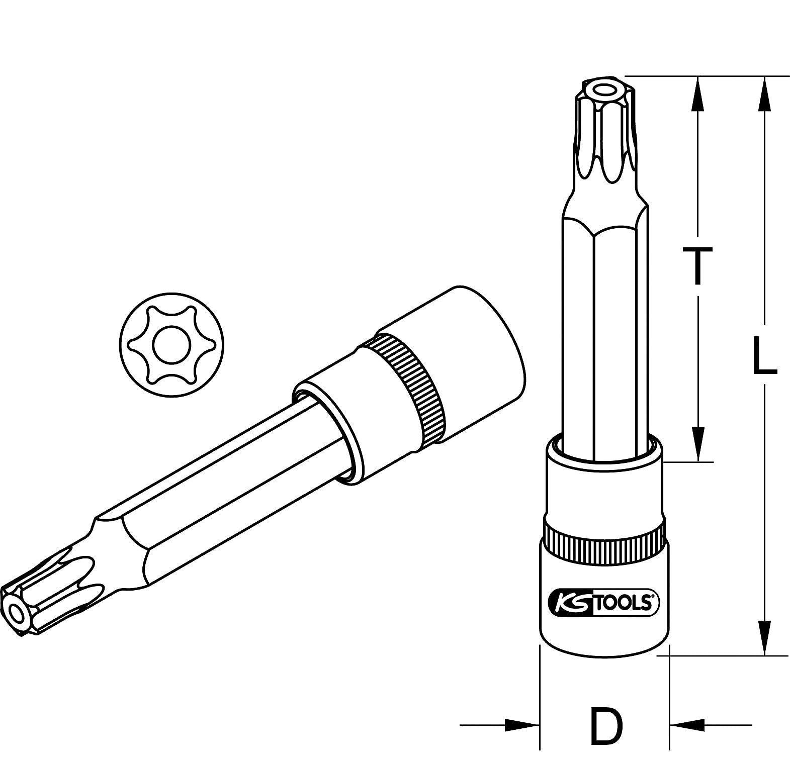 KS Tools 917.1298 TB45 1/2-inch TX Long Bit Socket - Image 2