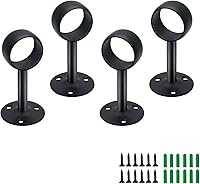 Vista 13 de 4 soportes de barra de cortina de montaje en techo de 1 pulgada, soporte para barra de barra de armario de brida, enchufe de barra de cortina