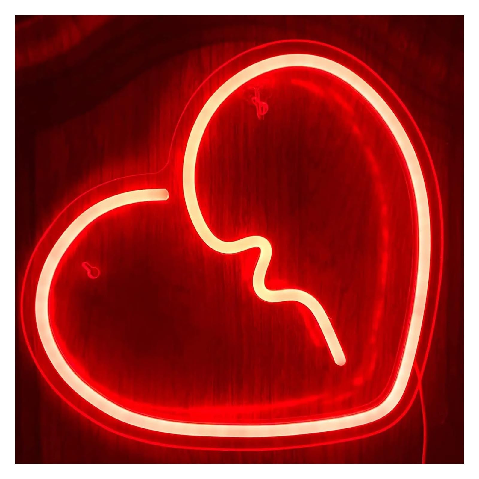 Luces Art Decoration Christmas Letrero Luminoso - De Neón Con Corazón Roto, Decoración De Pared De Barra LED (35x30 CM), Decoración Acrílica Para Habitación