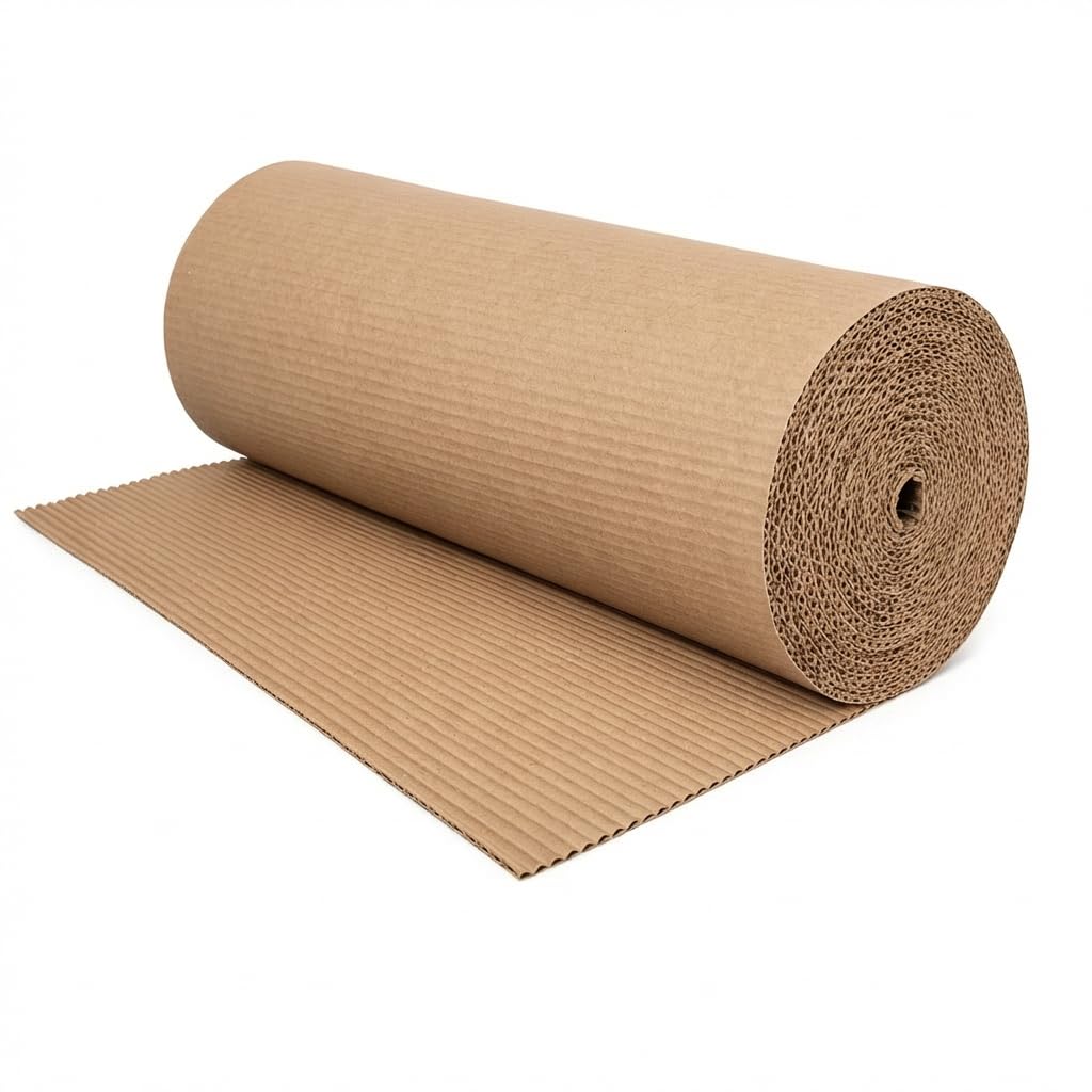 Rollo Cartón Corrugado 90 cm x 25 m – Cartón Ondulado Protector – Cartón para Embalaje, Mudanzas y Pintura – Cartón Protector Suelos Pintor – Rollo Cartón Embalar 5 kg