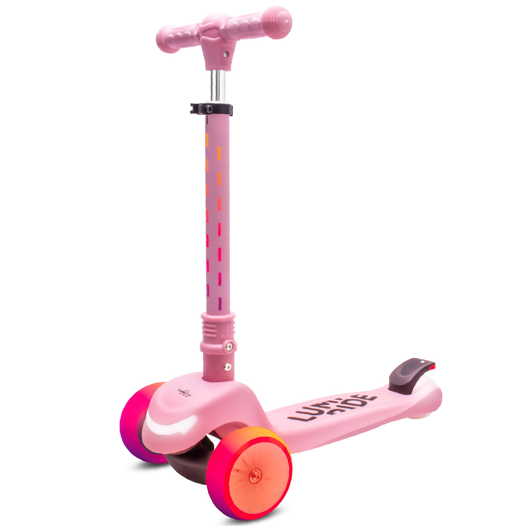 LUMI Ride Patinete Infantil 3 Ruedas Balance LED 3+ | plegable, manillar ajustable, freno pie, plataforma antideslizante