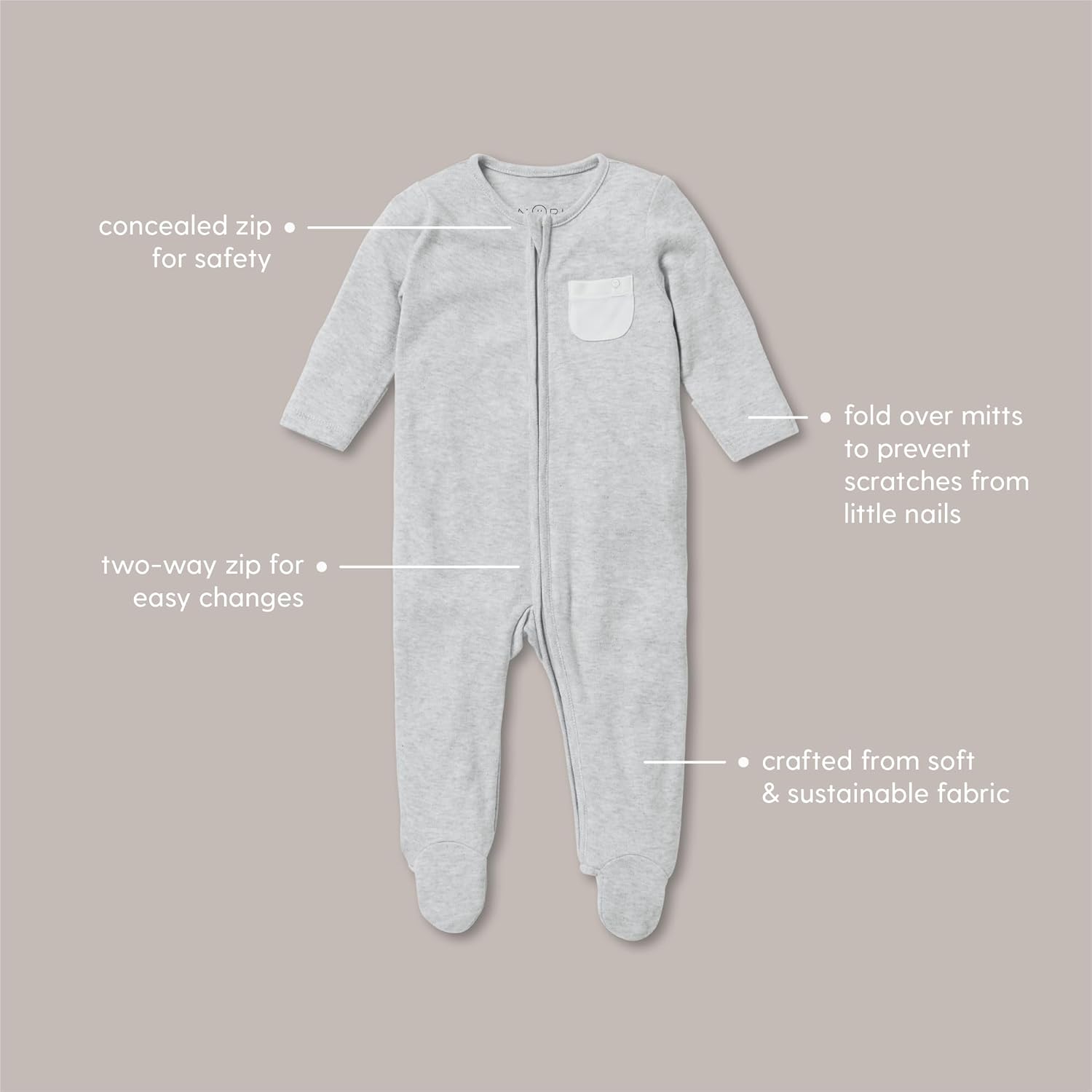 MORI Baby Unisex Clever Pajamas with Two Way Zip - Viscose from Bamboo - Jumpsuit Footed Nightwear for Toddler Boys and Girls - Image 6